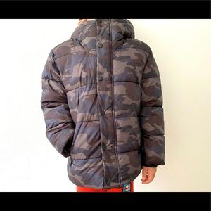 ZARA KIDS BOY PUFFER COAT CAMOUFLAGE WITH HOODIE